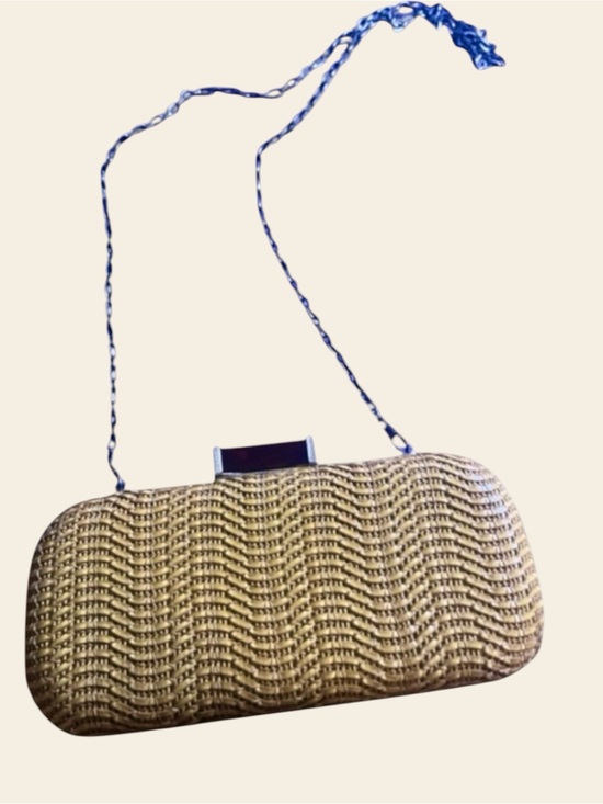 Urban Expressions Handbags - Urban Expressions Woven Leather Clutch with Chain Strap - Yellow